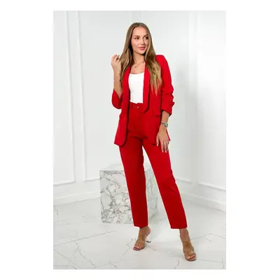 Elegant set of jacket and trousers red color