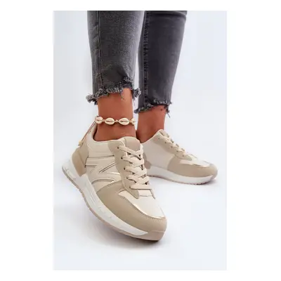 Beige women's sneakers made of Kaimans eco leather