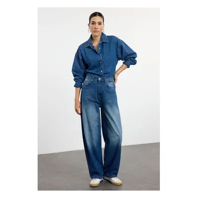 Trendyol Blue High Waist Barrel Baggy Jeans