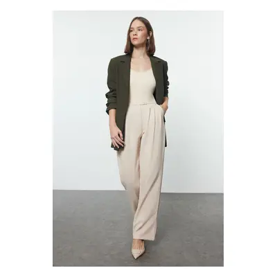 Trendyol Stone Low Waist Wide Leg/Wide Leg Woven Trousers