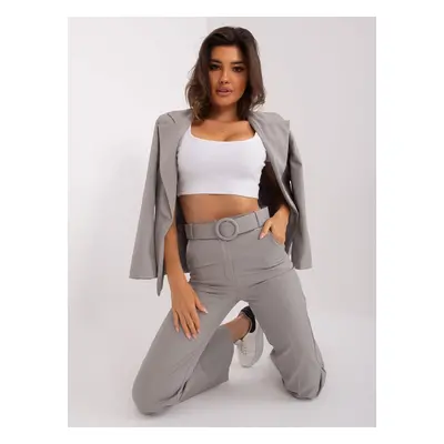 Grey suit trousers with belt