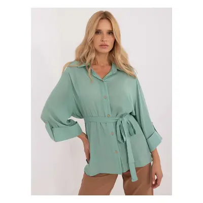 Pistachio women's oversize shirt with a longer back