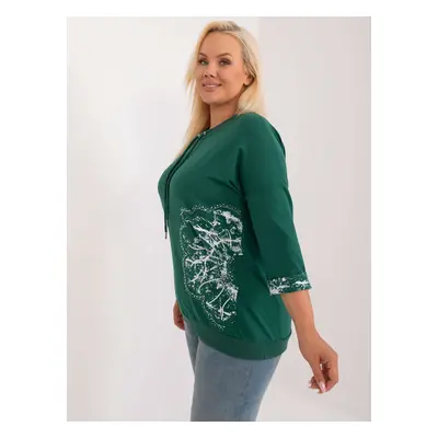 Navy green women's plus size blouse