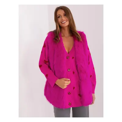 Fuchsia vest with eco-fur