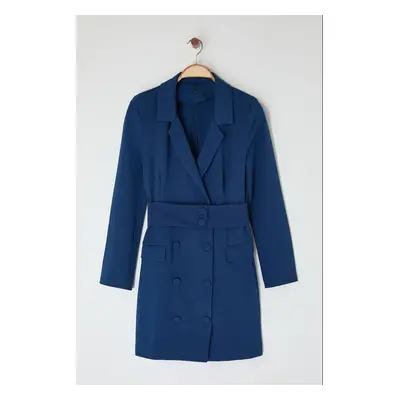 Trendyol Indigo Belted Buttoned Mini Woven Jacket Dress