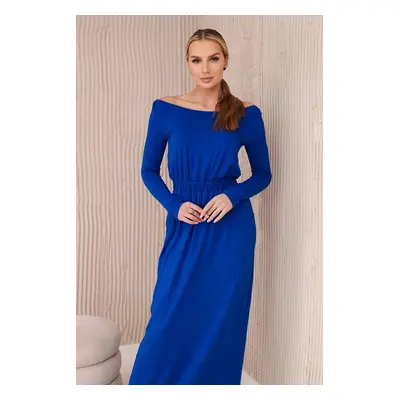 Women's viscose dress with long waist - chpa blue