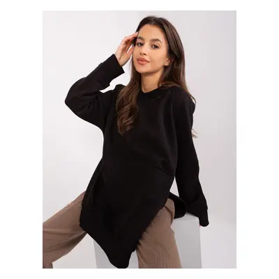 Black hooded sweatshirt with slits