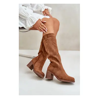 Women's knee-high heel boots Camel Erisorae