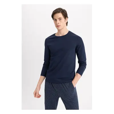 DEFACTO Slim Fit Crew Neck Basic Long Sleeve Pajama Top