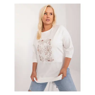 Ecru plus size blouse with patches