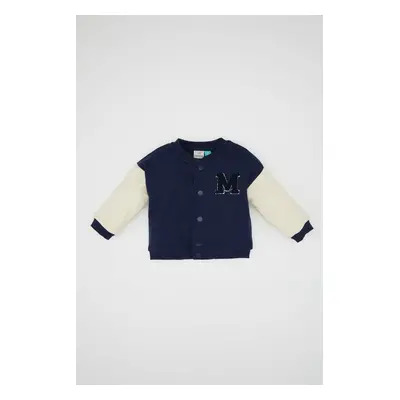 DEFACTO Baby Boy Disney Mickey & Minnie College Collar Snap Closure Seasonal Bomber Cardigan