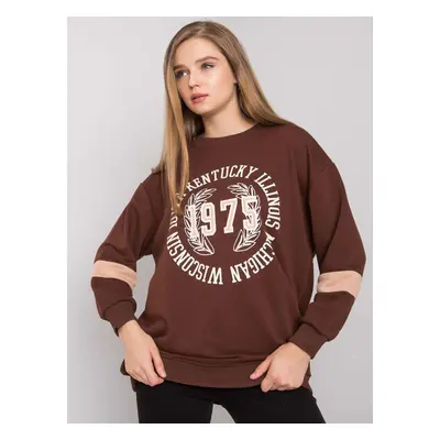 Dark brown oversized cotton sweatshirt with print