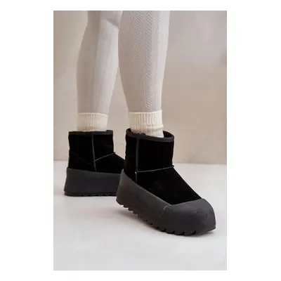 Insulated suede snow boots on the Big Star platform black