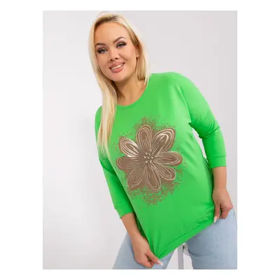 Light green plus size blouse with appliqués