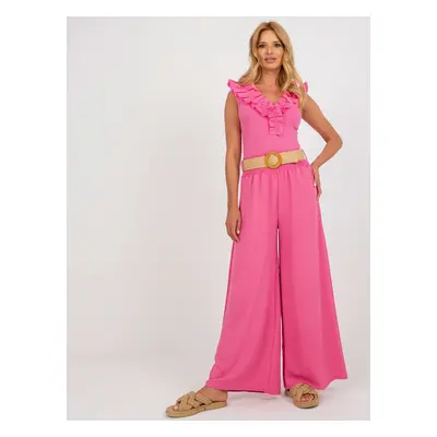 Pink palazzo trousers with high waist