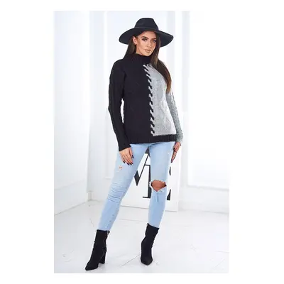 Two-tone sweater black+gray