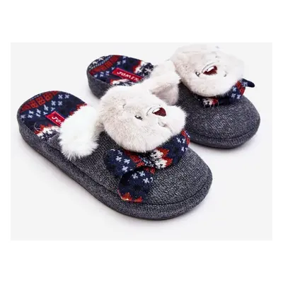 Children's slippers with thick soles with Grey Dasca bear