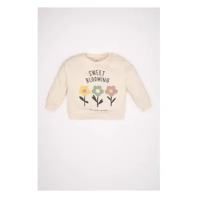 DEFACTO Baby Girl Crew Neck Printed Sweatshirt