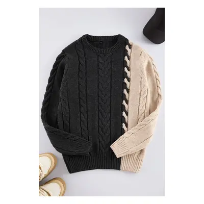 Trendyol Limited Edition Anthracite Slim Fit Crew Neck Hair Knitted Sweater