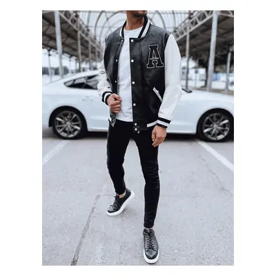 Men's Black Leather Baseball Jacket Dstreet