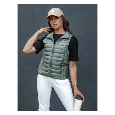 Women's quilted vest with stand-up collar STYLISHZ green Dstreet