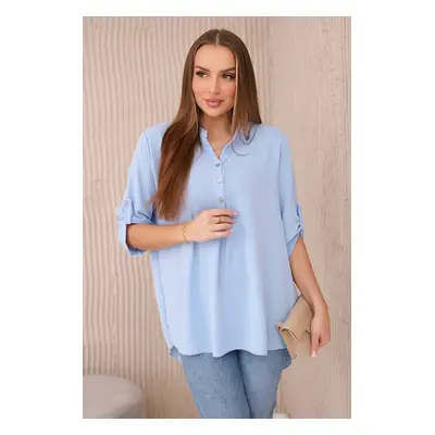 Blouse with a longer back blue