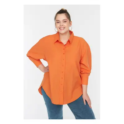 Trendyol Curve Orange Shirt Collar Shirt