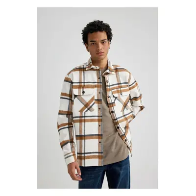 DEFACTO Relax Fit Plaid Cotton Long Sleeve Shirt