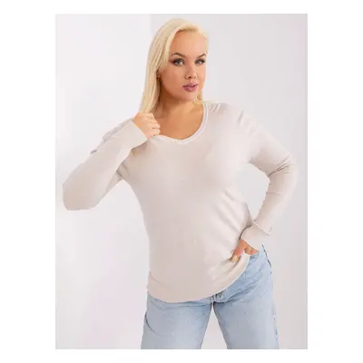 Light beige fitted sweater plus size with neckline