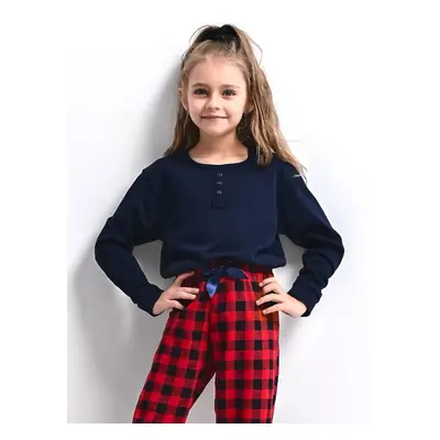 Pyjamas Sensis Bonnie Kids Girls Christmas length navy blue