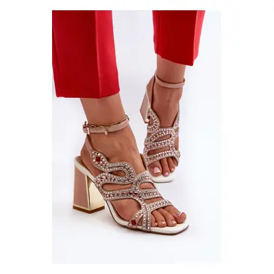 Embellished women's high-heeled sandals D&A Pink