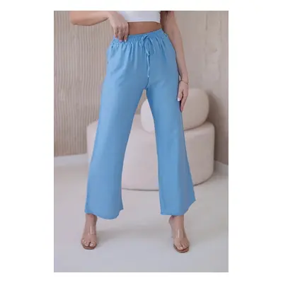 Viscose wide blue trousers