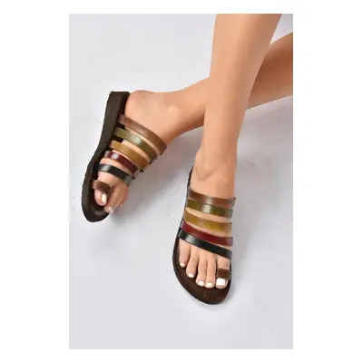 Fox Shoes Colorful Genuine Leather Women Sandals