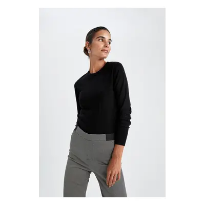 DEFACTO Regular Fit Crew Neck Extra Soft Cashmere Textured Sweater