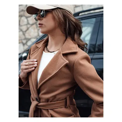 Women's autumn single-breasted coat with belt QASAR camel Dstreet