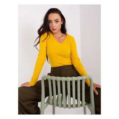 Navy yellow fitted classic women's sweater