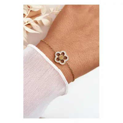 Delicate women's bracelet with a golden flower