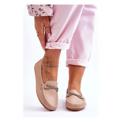 Women's slip-on loafers with glittering decoration Beige This Moment