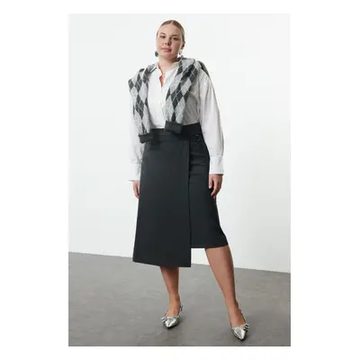 Trendyol Curve Anthracite Woven Plus Size Skirt