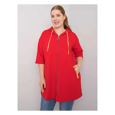 Women's red plus size sweatshirt with zipper