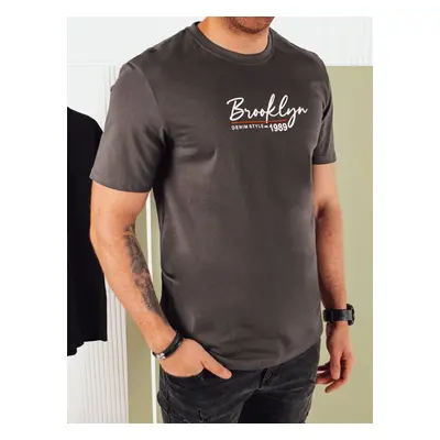 Men's T-shirt with print, dark grey Dstreet