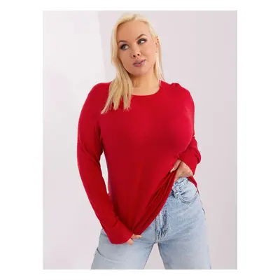 Red smooth sweater of a larger size made of viscose