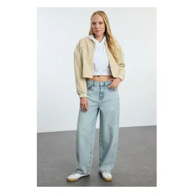 Trendyol Light Blue More Sustainable High Waist Barrel Baggy Jeans