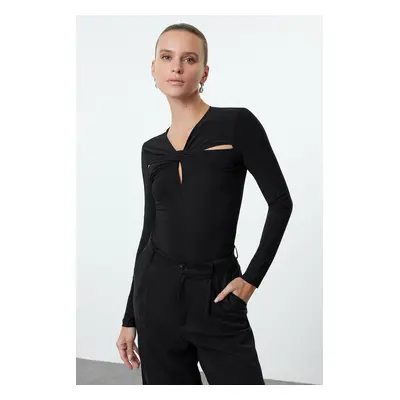 Trendyol Black Cut Out/Window Detailed Knitted Bodysuit