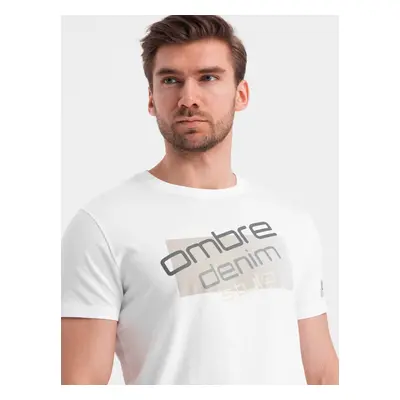 Ombre Men's cotton t-shirt with logo - white