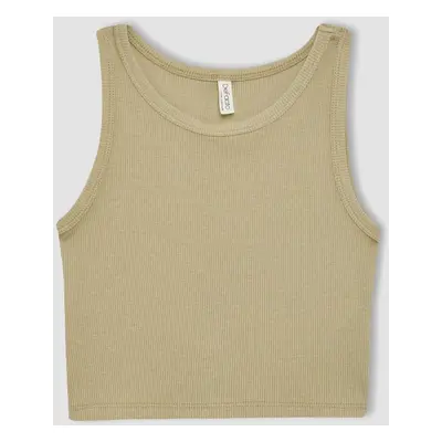 DEFACTO Girl's Crew Neck Basic Tank Top