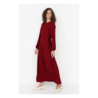 Trendyol Red Tie Waist Detail Elastic At The End Of The Sleeve Aerobin Woven Dress