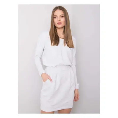 RUE PARIS Light grey melange sweatshirt dress