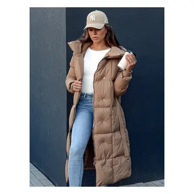 Quilted women's coat CLOUTIQUE dark beige Dstreet