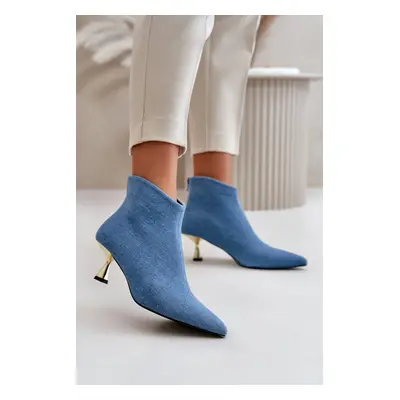 Women's denim ankle boots with stiletto heel - blue Terlena